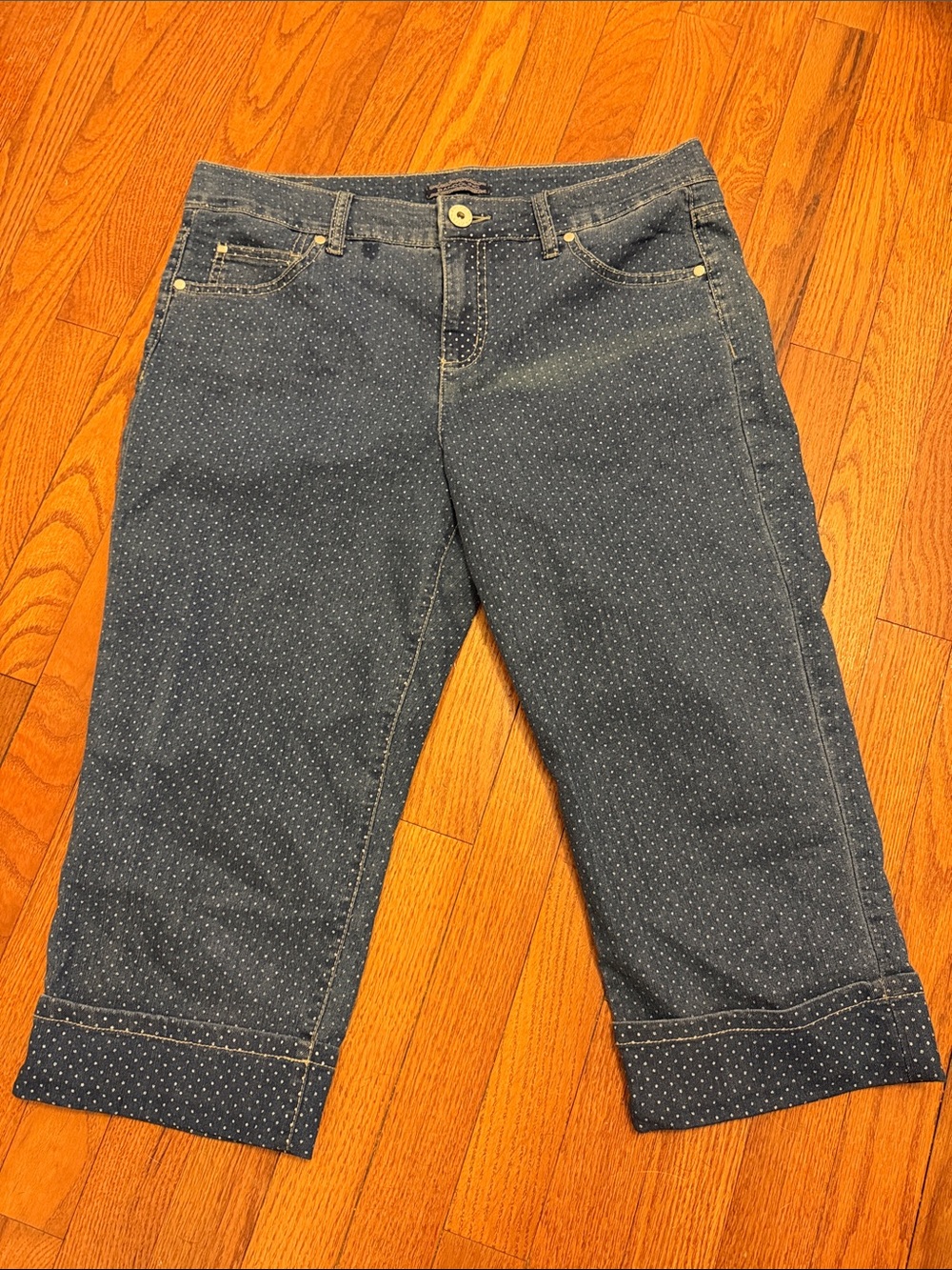 Women’s Navy Polka Dot Capri Jeans petite